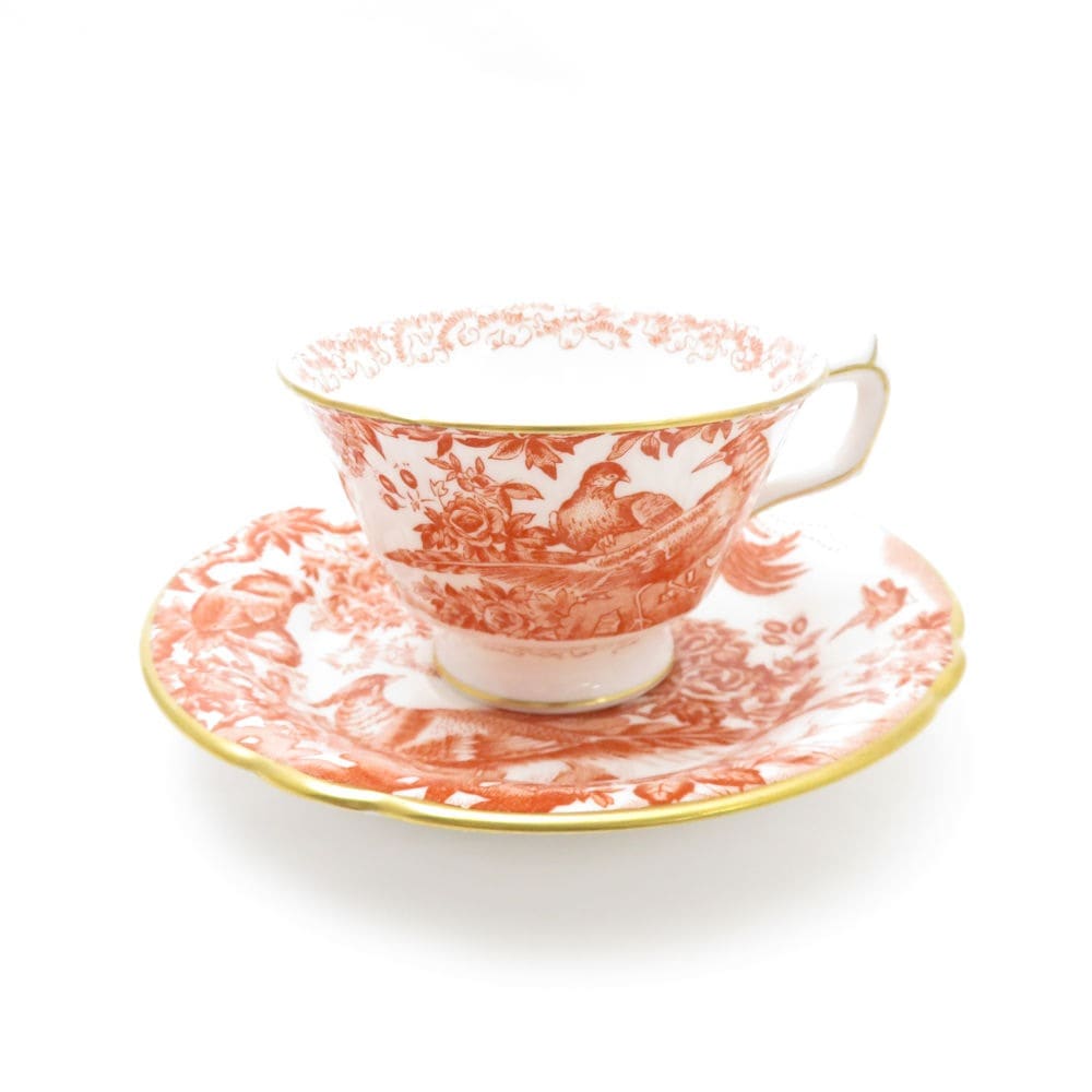 美品 Royal Crown Derby ロイヤルクラウンダービー Red Aves エイビスレッド ティーカップ＆ソーサー レア 希少 SY10645P 【中古】