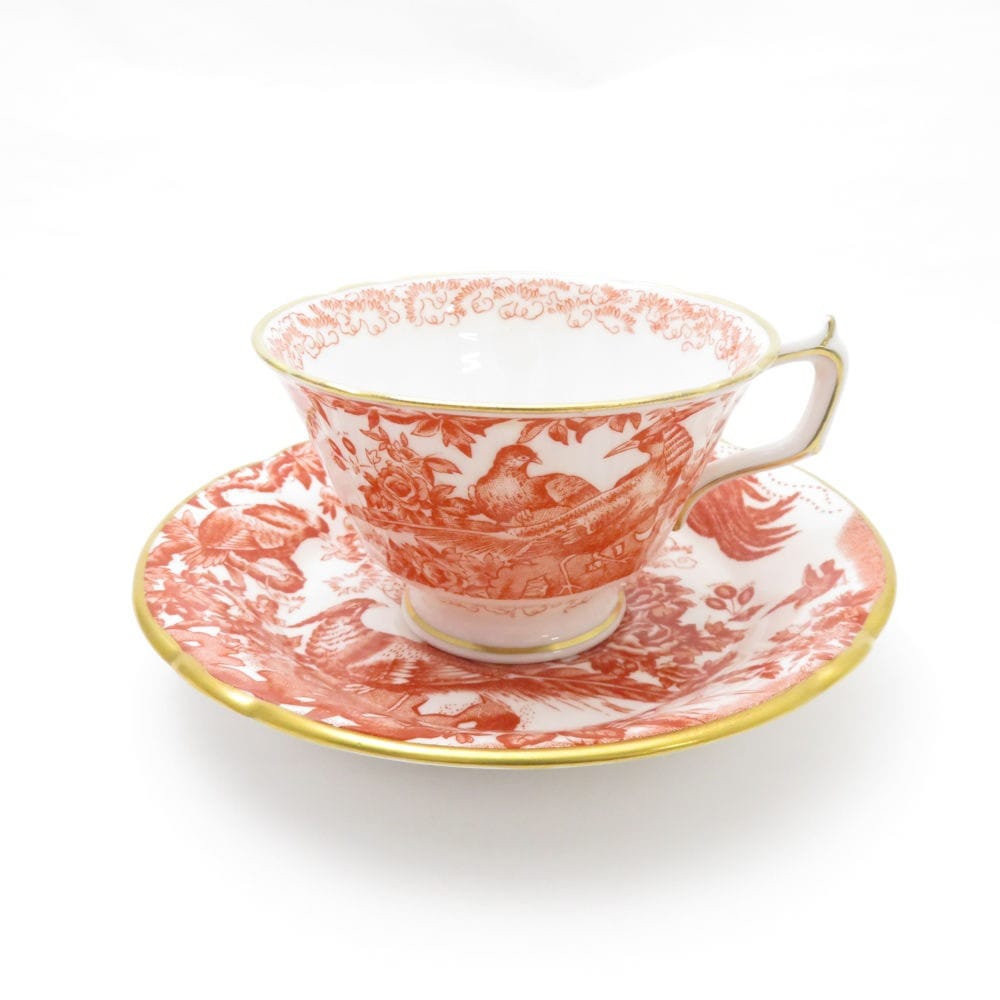 美品 Royal Crown Derby ロイヤルクラウンダービー Red Aves エイビスレッド ティーカップ＆ソーサー レア 希少 SY10646P 【中古】