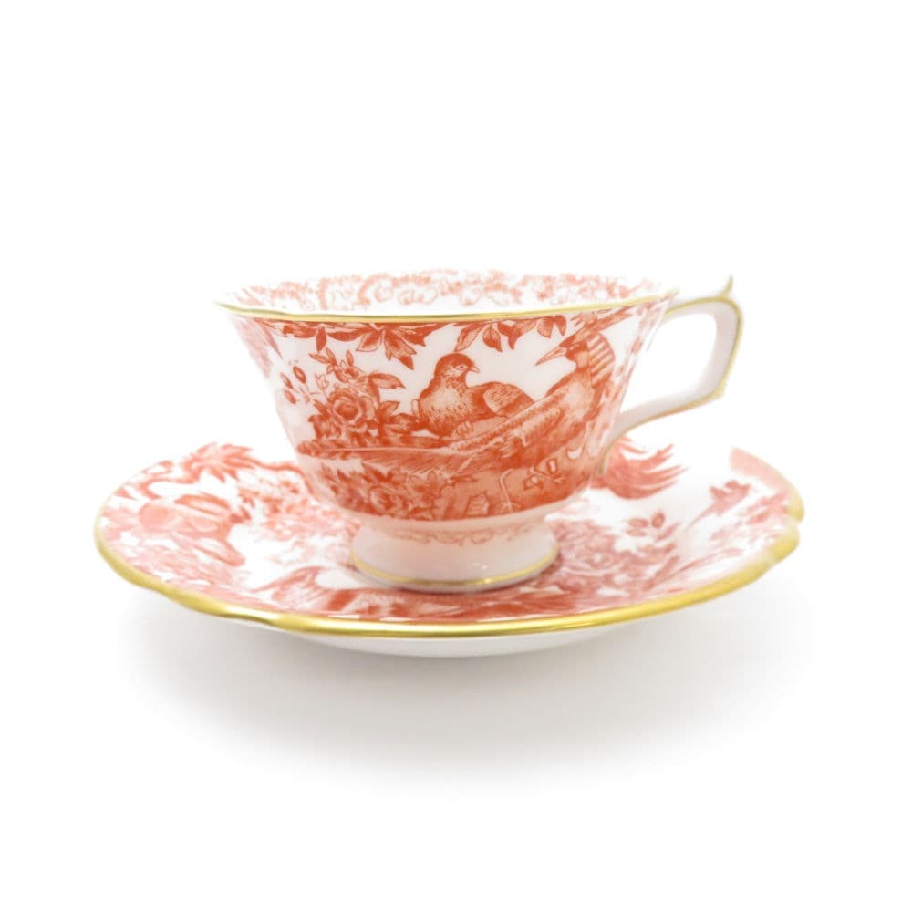 美品 Royal Crown Derby ロイヤルクラウンダービー Red Aves エイビスレッド ティーカップ＆ソーサー レア 希少 SY10647P 【中古】