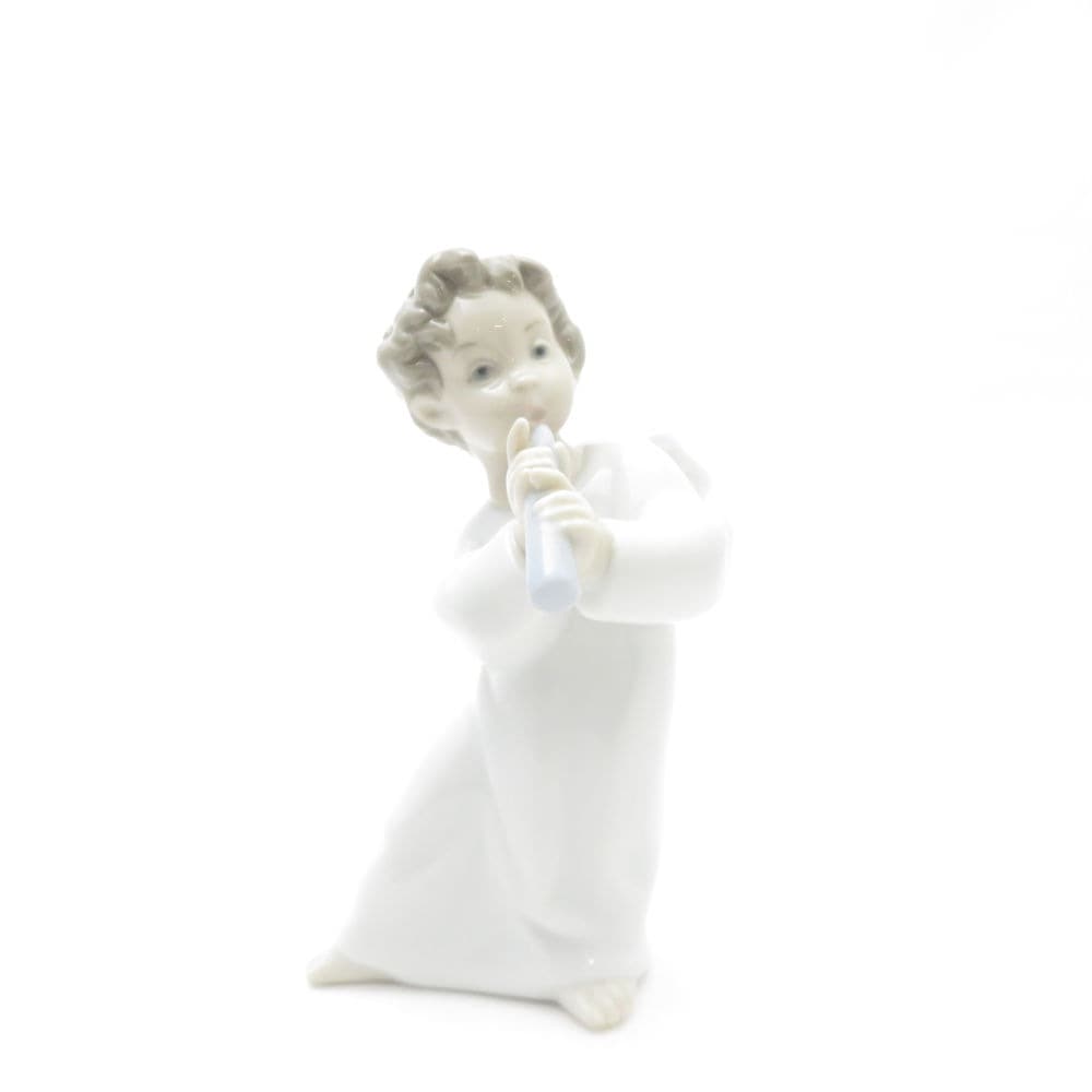 美品 LLADRO リヤドロ 4540「可愛いフルート」 フィギュリン 天使 人形 置物 オブジェ SY10735V 【中古】