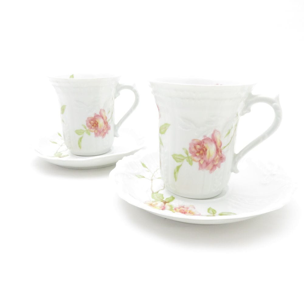 HAVILAND アビランド リモージュ DECOR INALTERABLE コーヒーカップ＆ソーサー 2客 ペア 花柄 フラワー SU8688S 【中古】