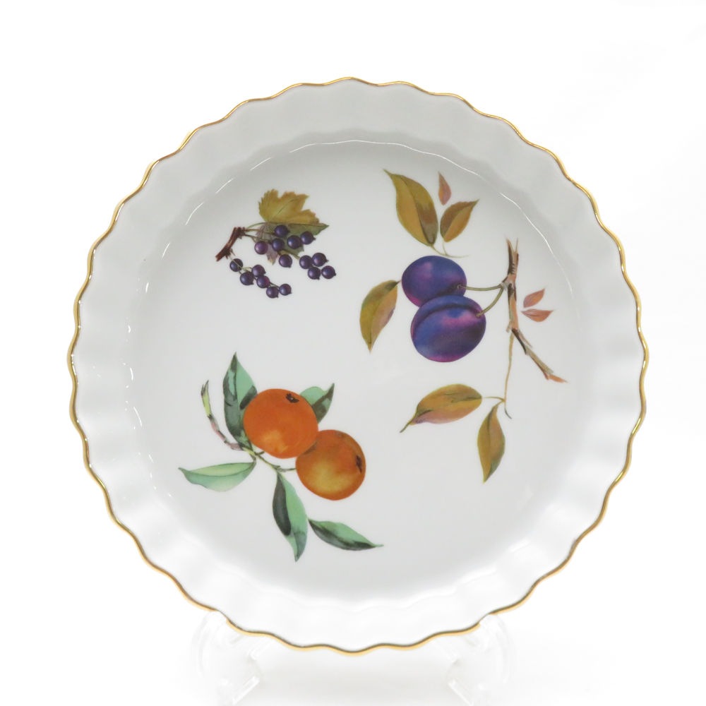 美品 ROYAL WORCESTER ロイヤルウースター イヴシャム フランディッシュ タルト パイ皿 プレート フルーツ SU8695H 【中古】