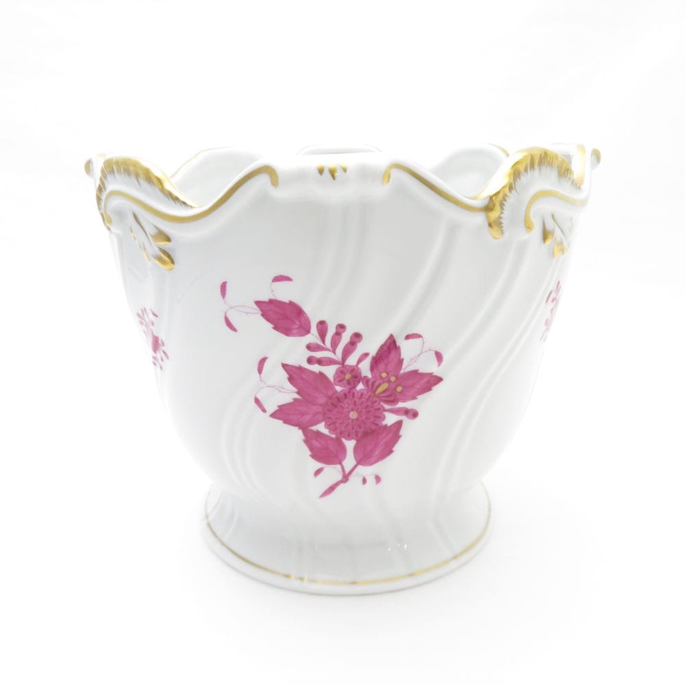 美品 Herend ヘレンド アポニーピンク AP 花瓶 キャッシュポット プランター フラワー SU8618D 【中古】