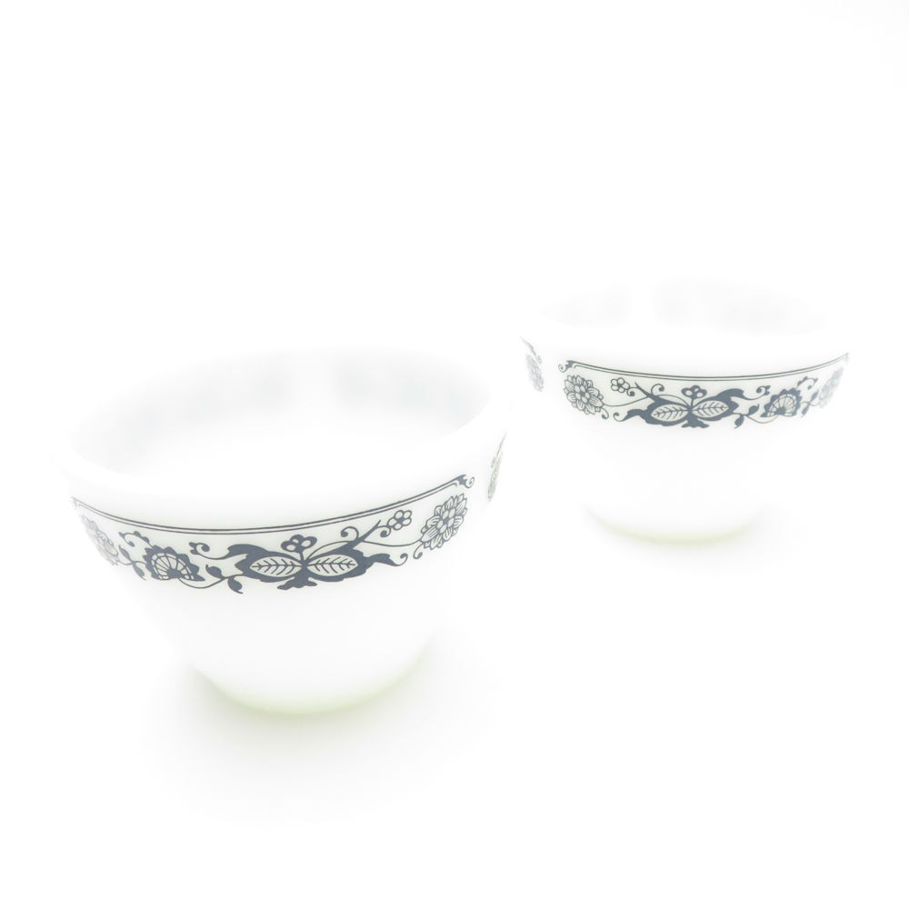 美品 CORNING コーニング オールドパイレックス ブルーオニオン（オールドタウン） シュガー 2点 ミルクガラス ペア ボウル 砂糖 USA 米国 ヴィンテージ SU7891A2 【中古】