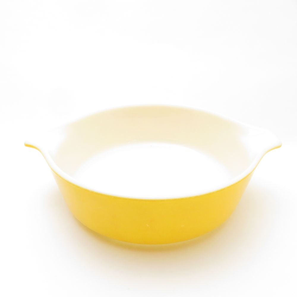 PYREX パイレックス キャセロール 耐熱ミルクガラス 黄色 鍋 グラタン皿 レトロ オールド USA SU7895A2 【中古】