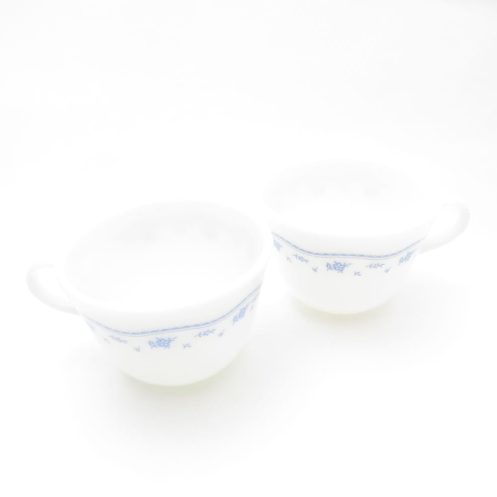 PYREX パイレックス モーニングブルー カップ 2点 ミルクガラス ペア ヴィンテージ オールド コーニング SY10229A2 【中古】