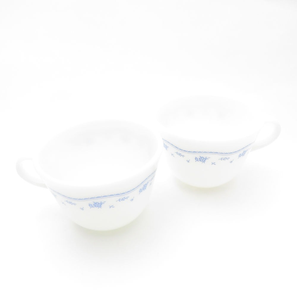 PYREX パイレックス モーニングブルー カップ 2点 ミルクガラス ペア ヴィンテージ オールド コーニング SY10229A2 【中古】