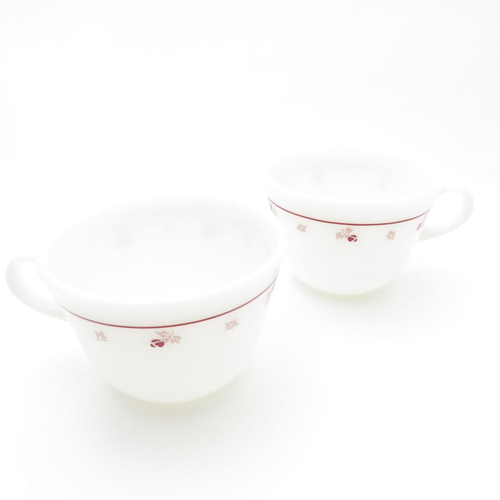 PYREX パイレックス バーガンディ ローズ カップ 2点 ミルクガラス ペア ヴィンテージ オールド コーニング SY10245A2 【中古】