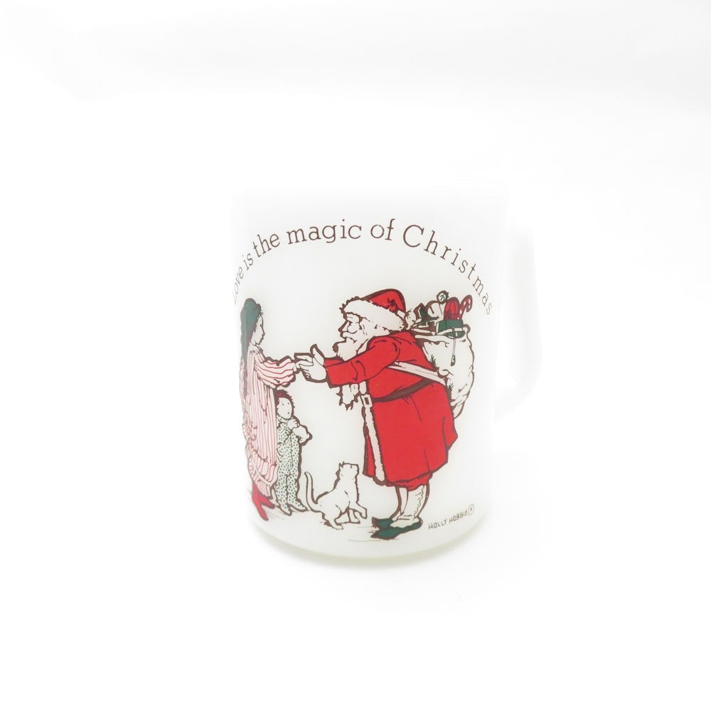 Federal フェデラル HOLLY HOBBIE ホリーホビー マグカップ ミルクガラス クリスマス コップ ヴィンテージ SY10266A3 【中古】