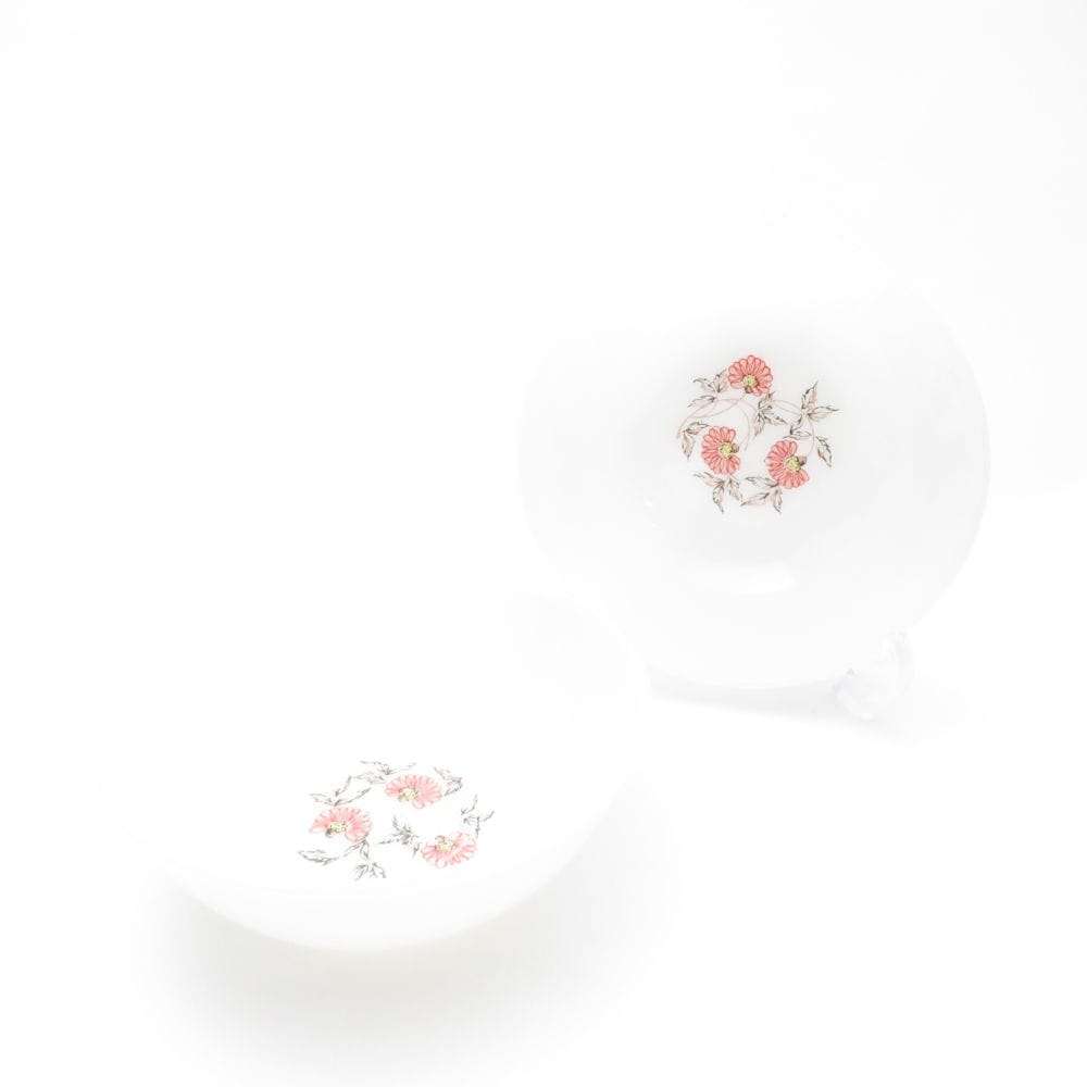 Fire-King ファイヤーキング フルーレット ベリーボウル 2枚 ミルクガラス ペア 50～60年代初頭 ヴィンテージ SY10289A3 【中古】