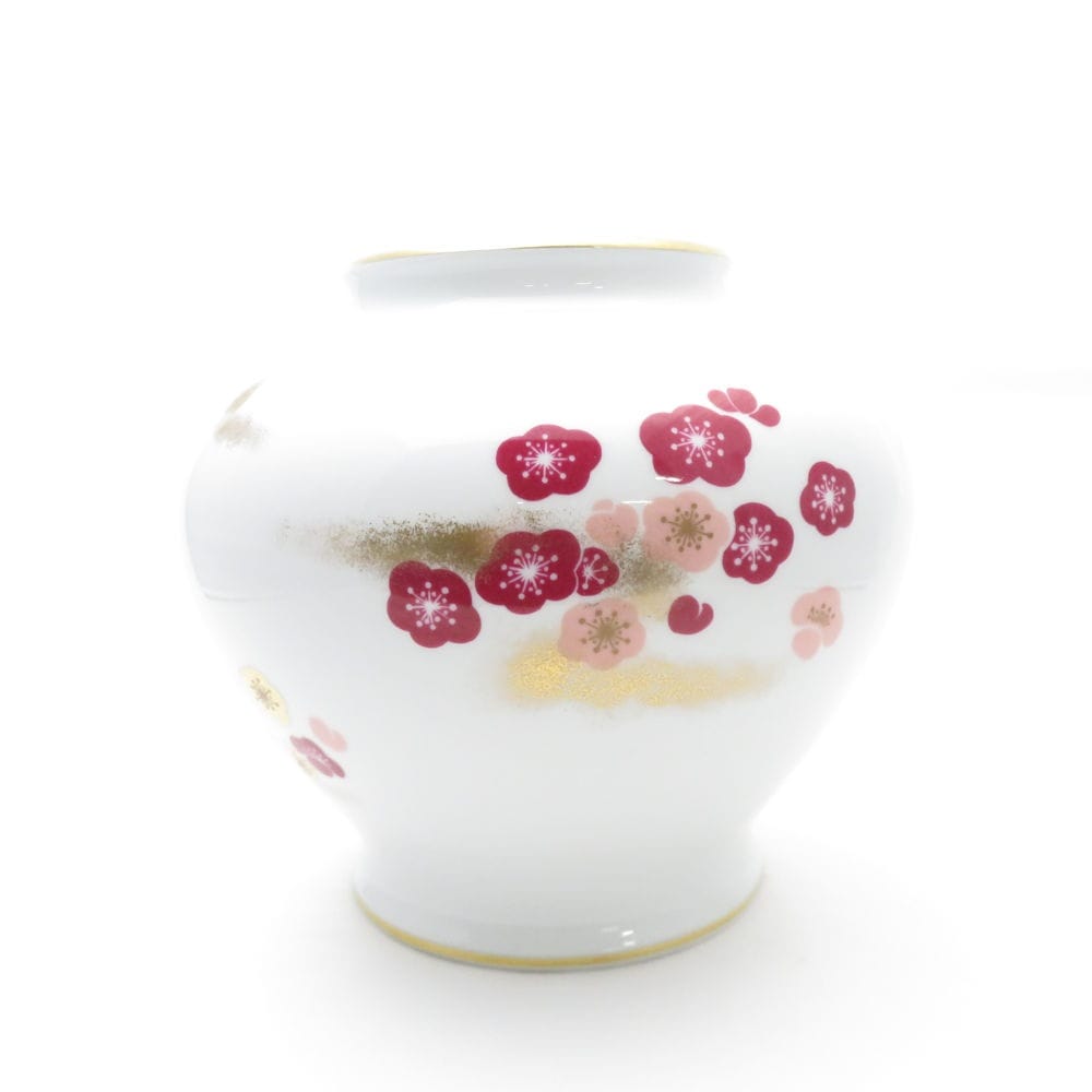美品 OKURA 大倉陶園 梅 花瓶 花びん ベース フラワー 置物 SY11027B2 【中古】