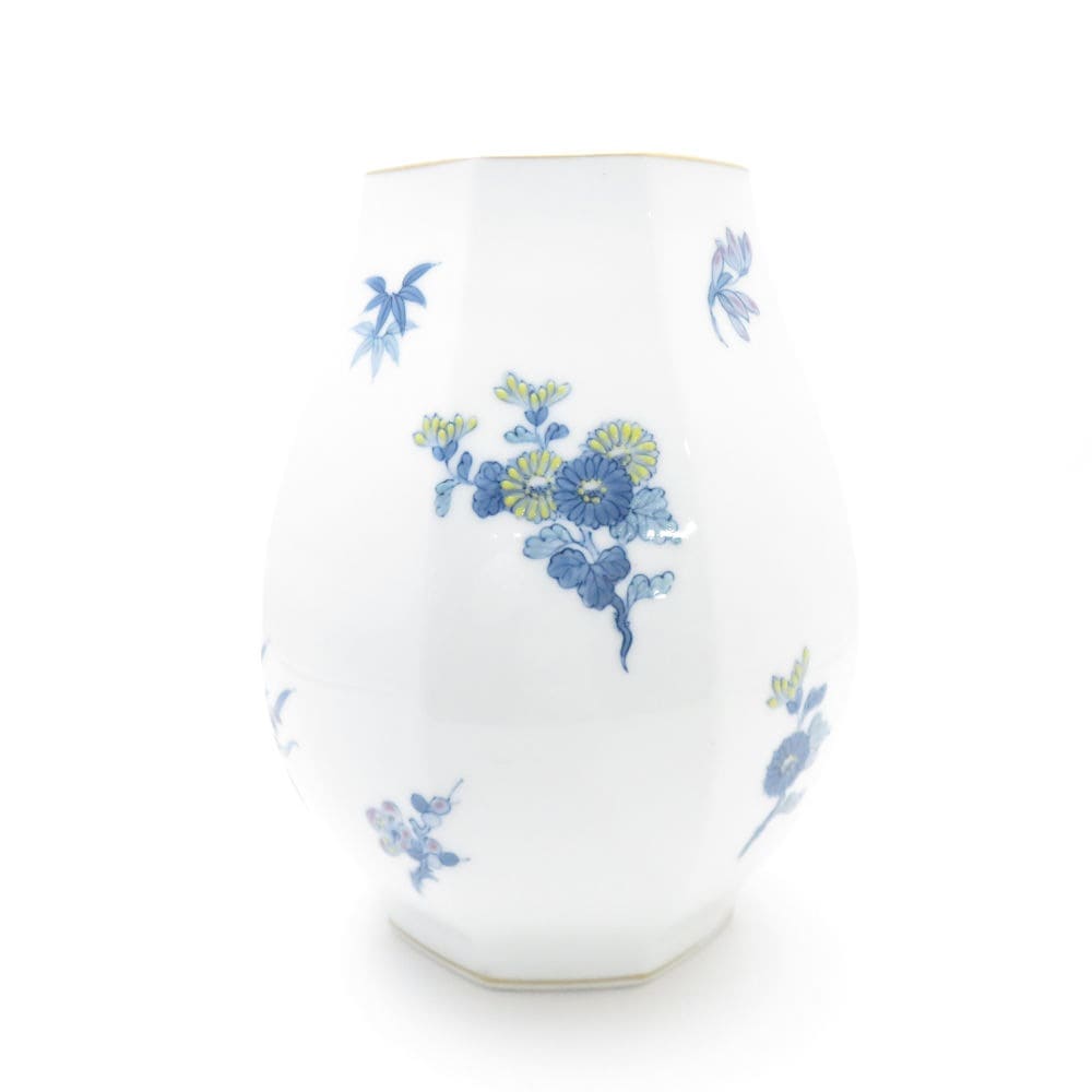 OKURA 大倉陶園 四君子の図 花瓶 八角 花びん フラワーベース SY11078G2 【中古】