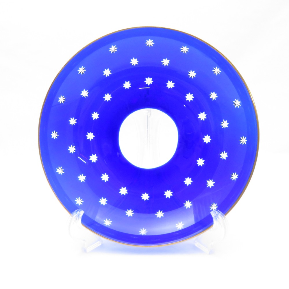 美品 SAINT LOUIS サンルイ 中皿 19cmプレート 深皿 星 スター ガラス 切子 SM3310B2 【中古】