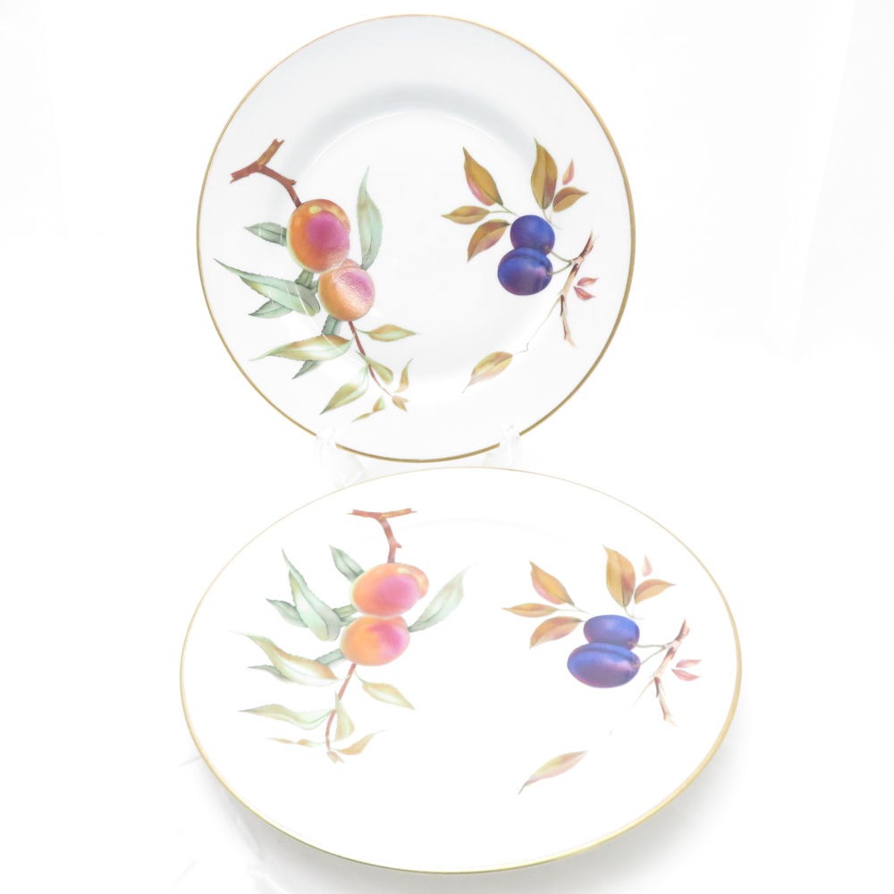 ROYAL WORCESTER ロイヤルウースター イヴシャム 大皿 2枚 ペア 25cmディナープレート フルーツ 果物 SU9793V1 【中古】