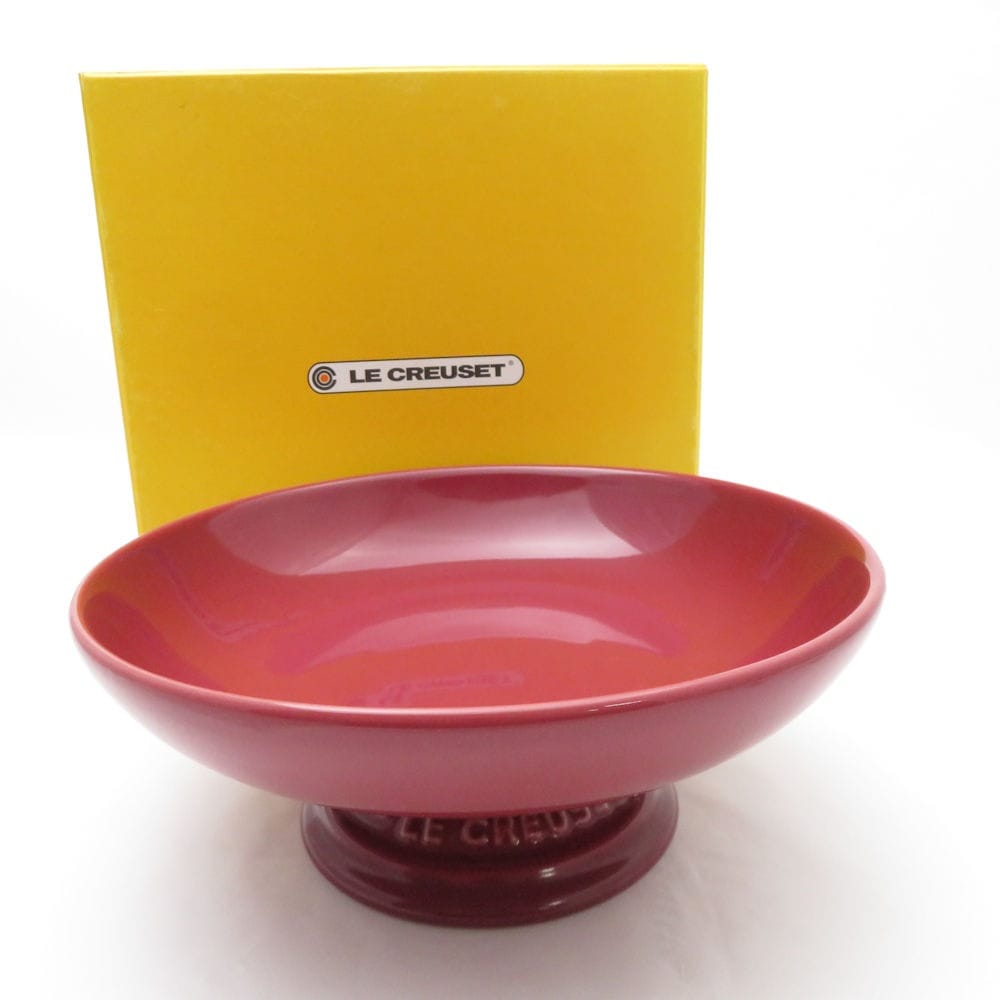 美品 Le Creuset ルクルーゼ メゾンドパリシリーズ ハイスタンド・ディッシュ 盛り皿 ストーンウェア ダークフランボワーズ 希少 レア プレート SU10119A1 【中古】