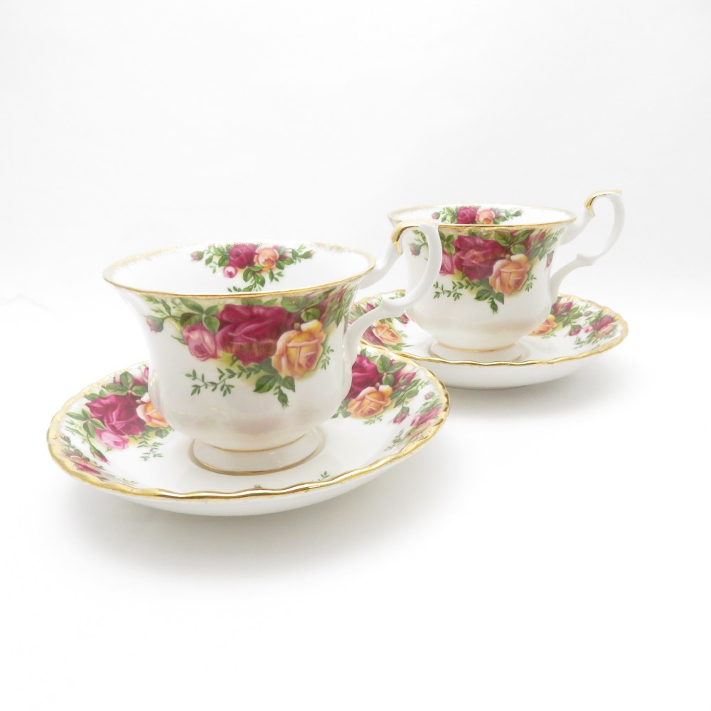 ROYAL ALBERT ロイヤルアルバート オールドカントリーローズ カップ＆ソーサー 2客 ペア SN183C1 【中古】