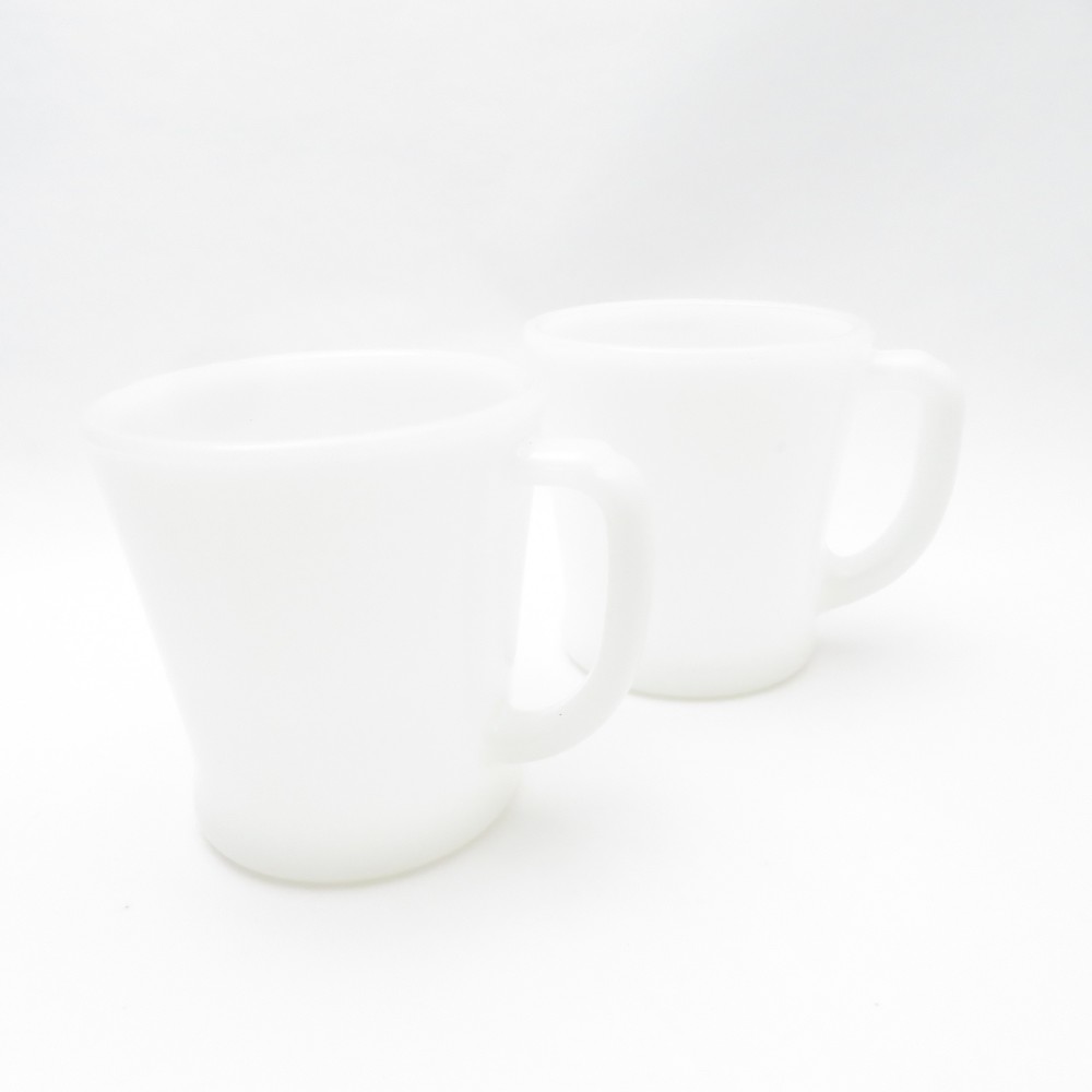 Fire-King ファイヤーキング 1950年~1960年代 Dハンドル マグカップ 2点 ミルクガラス ペア USA ヴィンテージ ティー コーヒー SU10710S1 【中古】