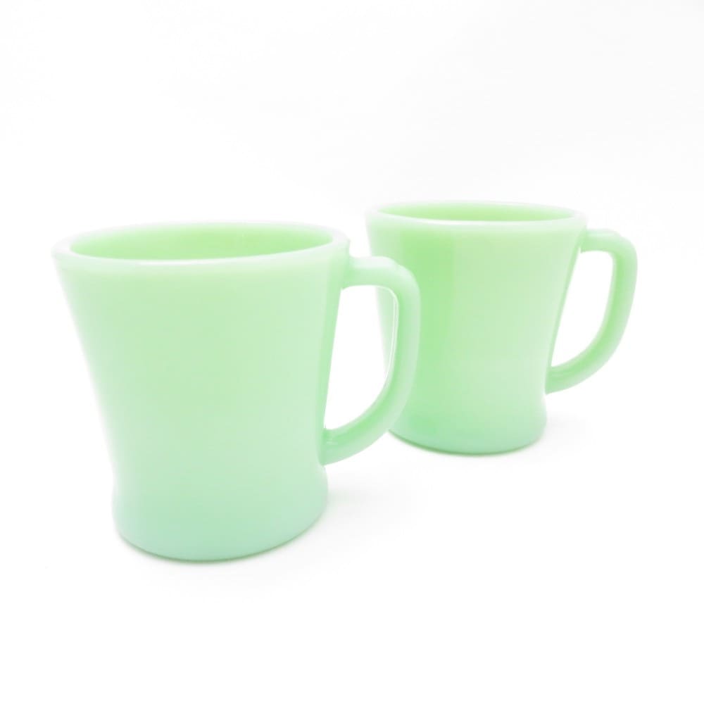 Fire-King ファイヤーキング ジェダイ 1950年~1960年代 Dハンドル マグカップ 2点 ミルクガラス ペア USA ヴィンテージ ティー コーヒー SU10715S1 【中古】