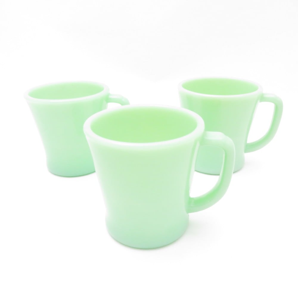 Fire-King ファイヤーキング ジェダイ 1950年~1960年代 Dハンドル マグカップ 3点 ミルクガラス セット USA ヴィンテージ ティー コーヒー SU10716S1 【中古】