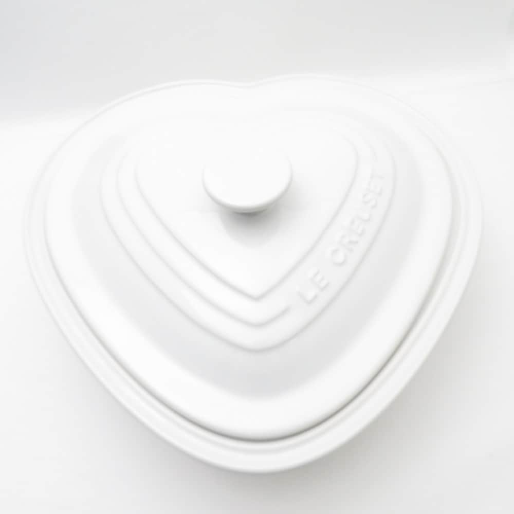 美品 Le Creuset ルクルーゼ カバードハートディッシュ ラムカンダムール キャニスター セラミック 30cm 大 保存容器 料理 キッチン 廃盤 レア SU11122B4 【中古】