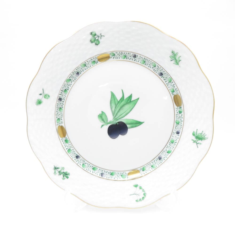 美品 Herend ヘレンド アピシウスのハーブ HA 517 中皿 1枚 19cmプレート ケーキ デザート SY12016K2 【中古】