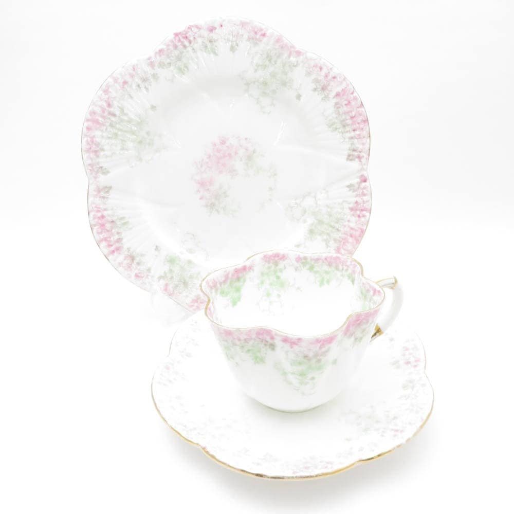 難有 Wileman ワイルマン ティーカップ＆ソーサー 中皿 2点 アンティーク セット シェリー SY11997L1 【中古】