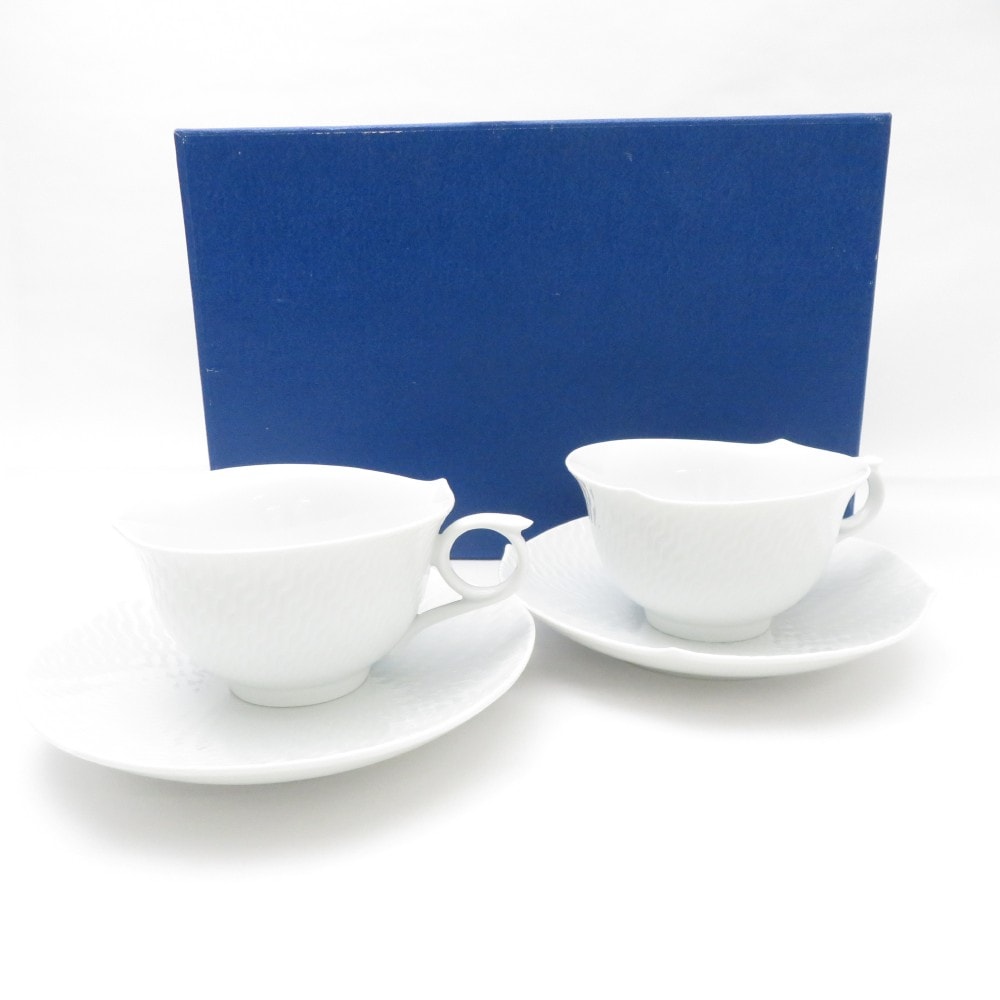 美品 MEISSEN マイセン 波の戯れ ティーカップ＆ソーサー 2客 ペア SY11885H2 【中古】