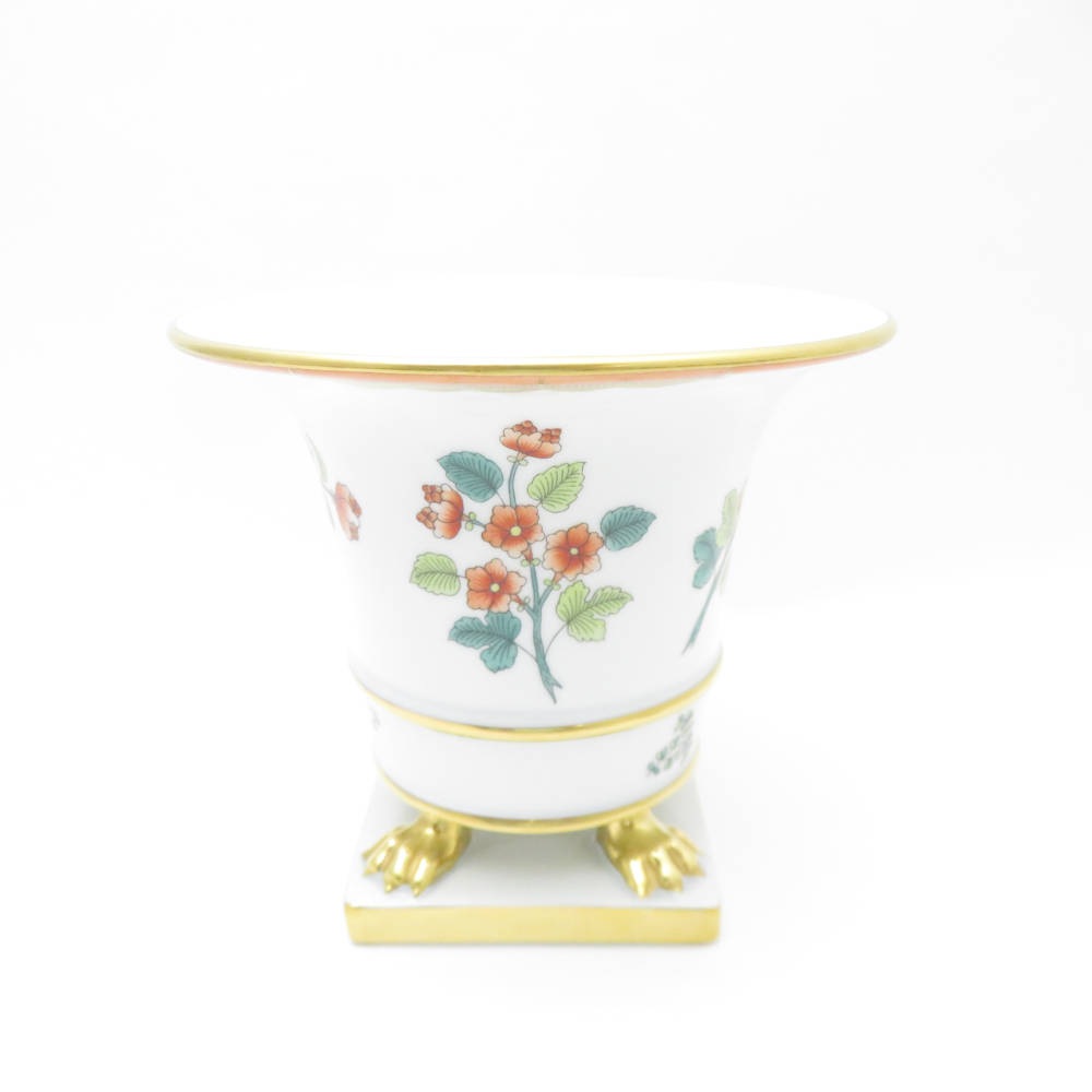 美品 Herend ヘレンド ウィンザーの小枝 WBOS 6402 花瓶 1点 オープンベース フラワー 金彩 レア 希少 SU10927C1 【中古】