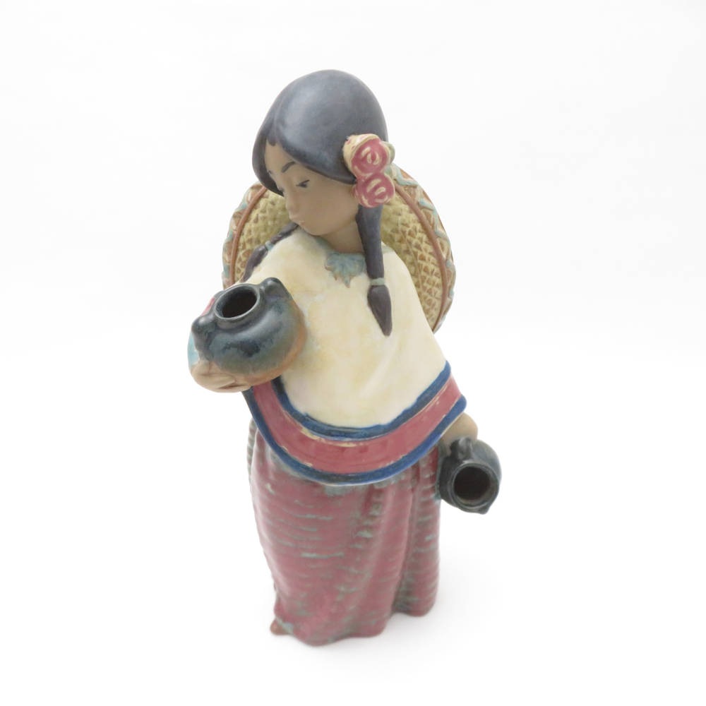 美品 LLADRO リヤドロ GRES グレスシリーズ PEPITA WITH HAT ぺリタと帽子 12140 フィギュリン 1点 女の子 置物 陶器人形 オブジェ インテリア SU10993S3 【中古】