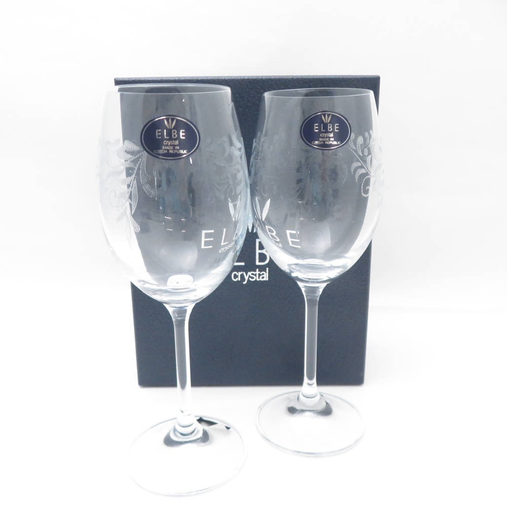 未使用 ELBE crystal エルベクリスタル 品番:40415 C5194/250/2P ワイングラス 2客 クリスタル エヴァ ペア H19 SY11503B3 【中古】
