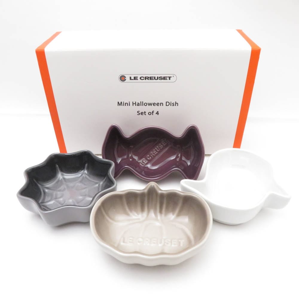 未使用 Le Creuset ルクルーゼ Mini Halloween Dish ディッシュ 4枚 セット ハロウィン SY12175J1 【中古】