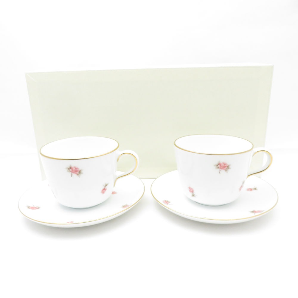 美品 OKURA 大倉陶園 小花 モーニングカップ＆ソーサー 2客 ペア SY11950K1 【中古】