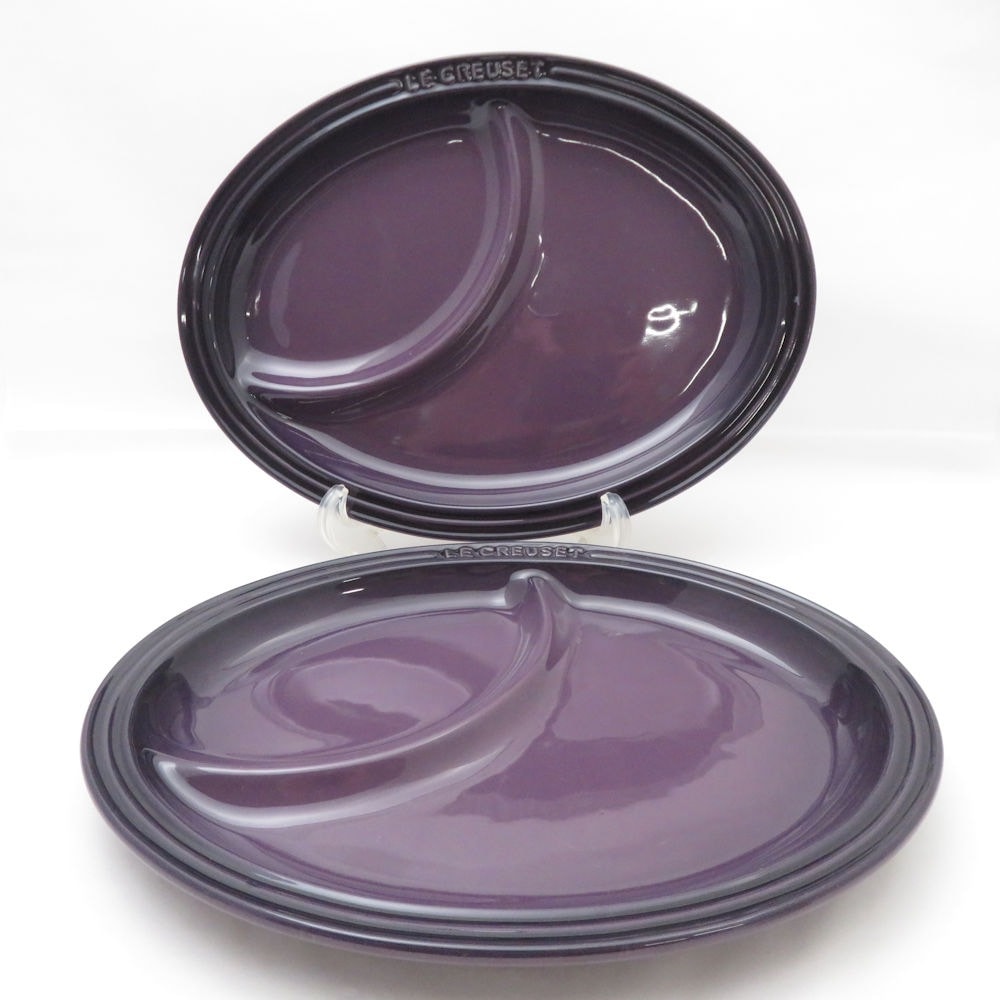 Le Creuset ルクルーゼ カシス マルチオーバルプレート 2枚 ペア 楕円皿 SY12241P1 【中古】