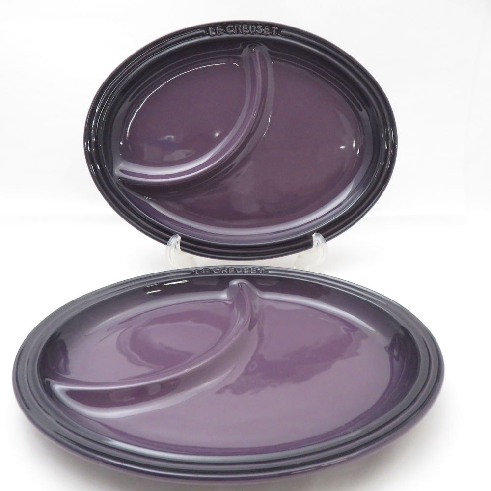 Le Creuset ルクルーゼ カシス マルチオーバルプレート 2枚 ペア 楕円皿 SY12242P1 【中古】
