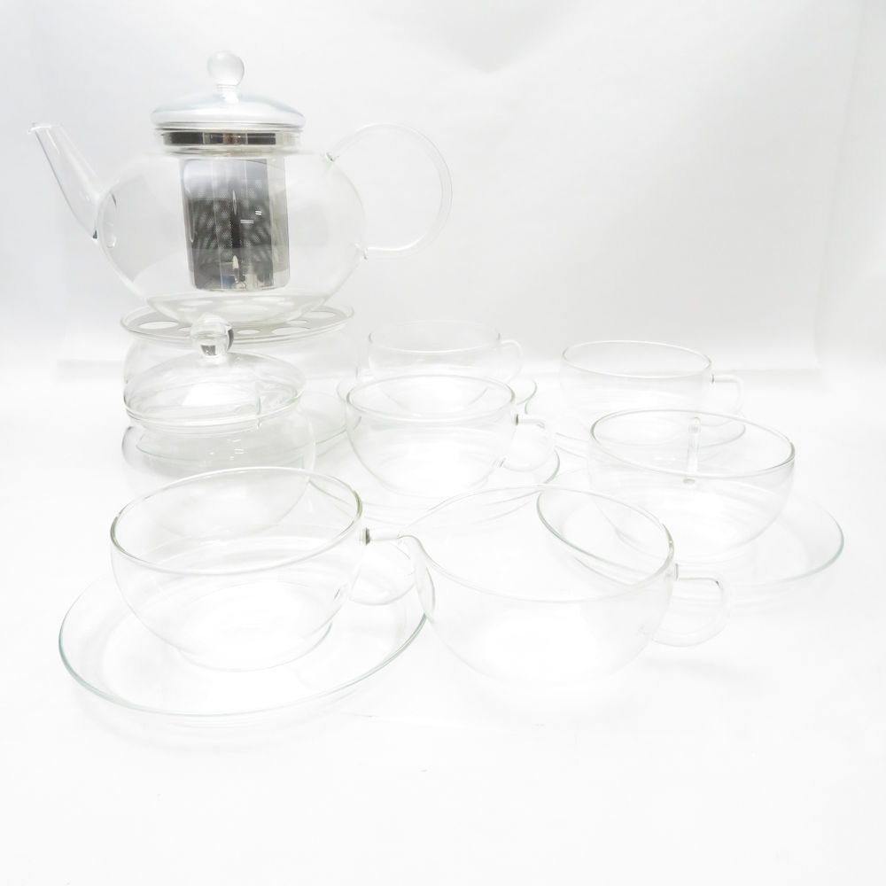 美品 trendglas トレンドグラス ティーセット 10点 セット ティーポット シュガー クリーマー カップ ソーサー ウォーマー SY12154P1 【中古】