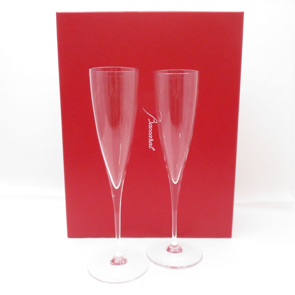 美品 Baccarat バカラ ドン ペリニョン シャンパングラス 2客 クリスタル ペア フルート H23.5 テーブルウェア SU11630R1 【中古】