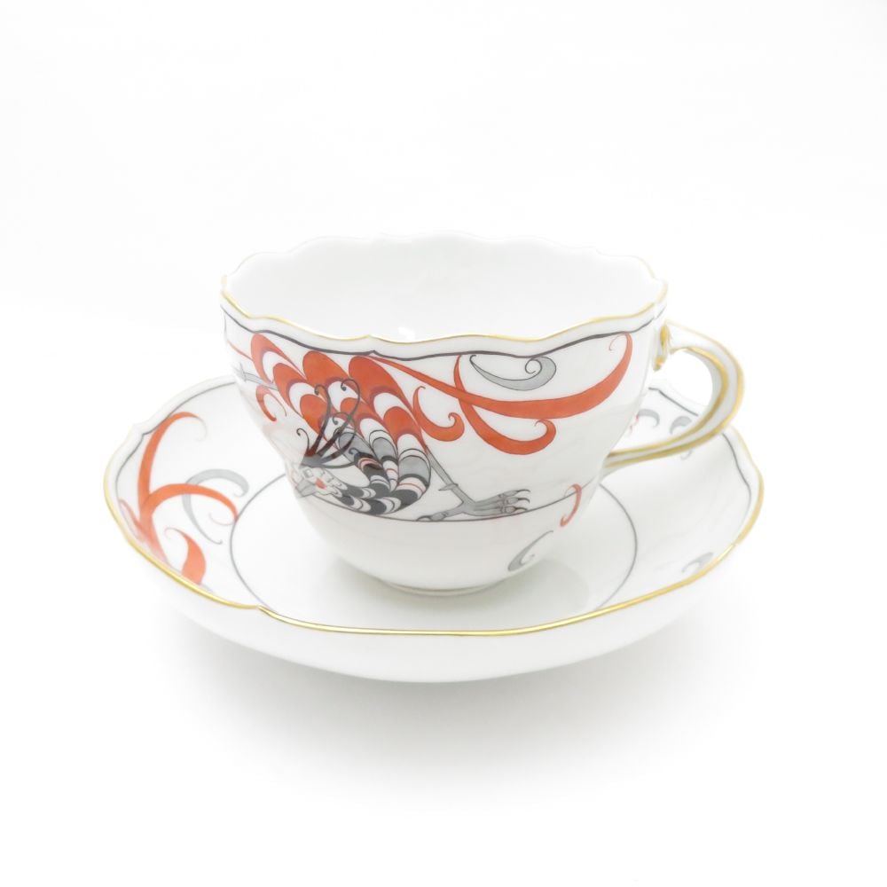 美品 MEISSEN マイセン フェニックス 火の鳥 ティーカップ＆ソーサー レア 希少 SY11548G2 【中古】