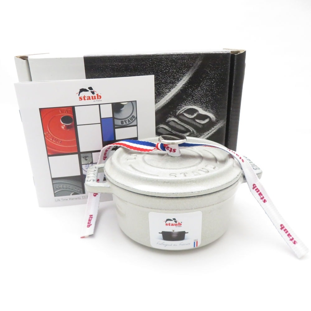 未使用 STAUB ストウブ ピコ ココット ラウンド 両手鍋 10cm カンパーニュ ほうろう ホーロー ミニ SM3850Z 【中古】