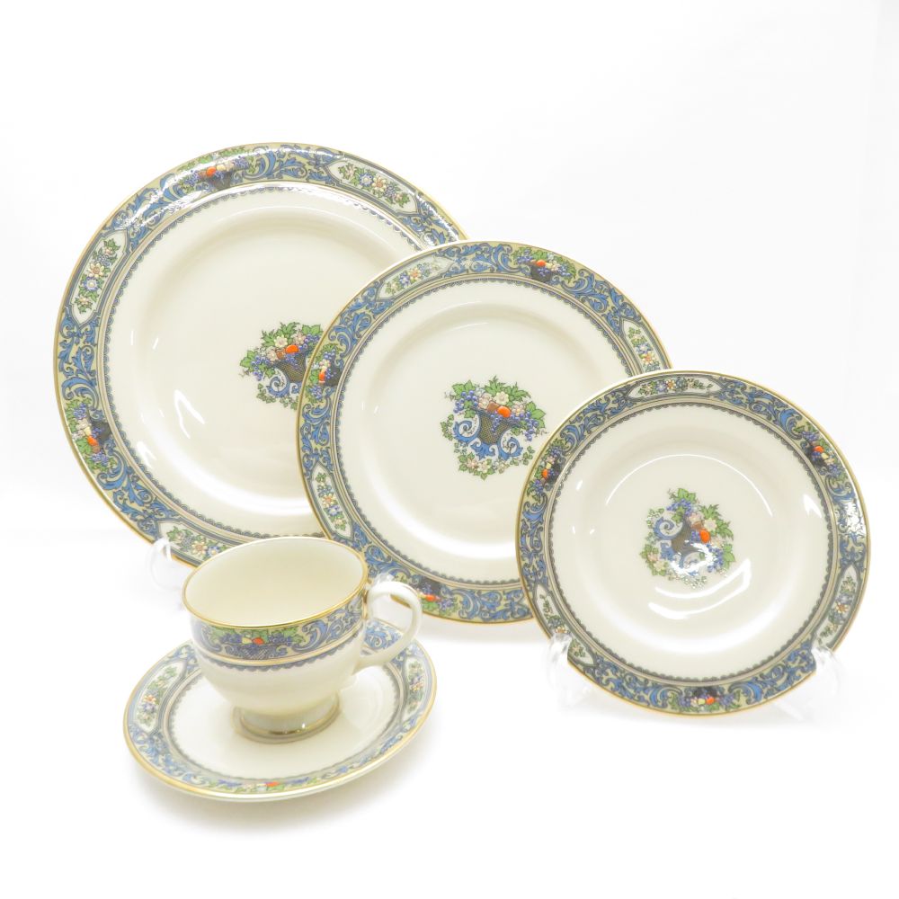 美品 LENOX レノックス オータム カップ＆ソーサー プレート 16㎝ 21㎝ 26㎝ 4点 プレートセット ST466G1 【中古】