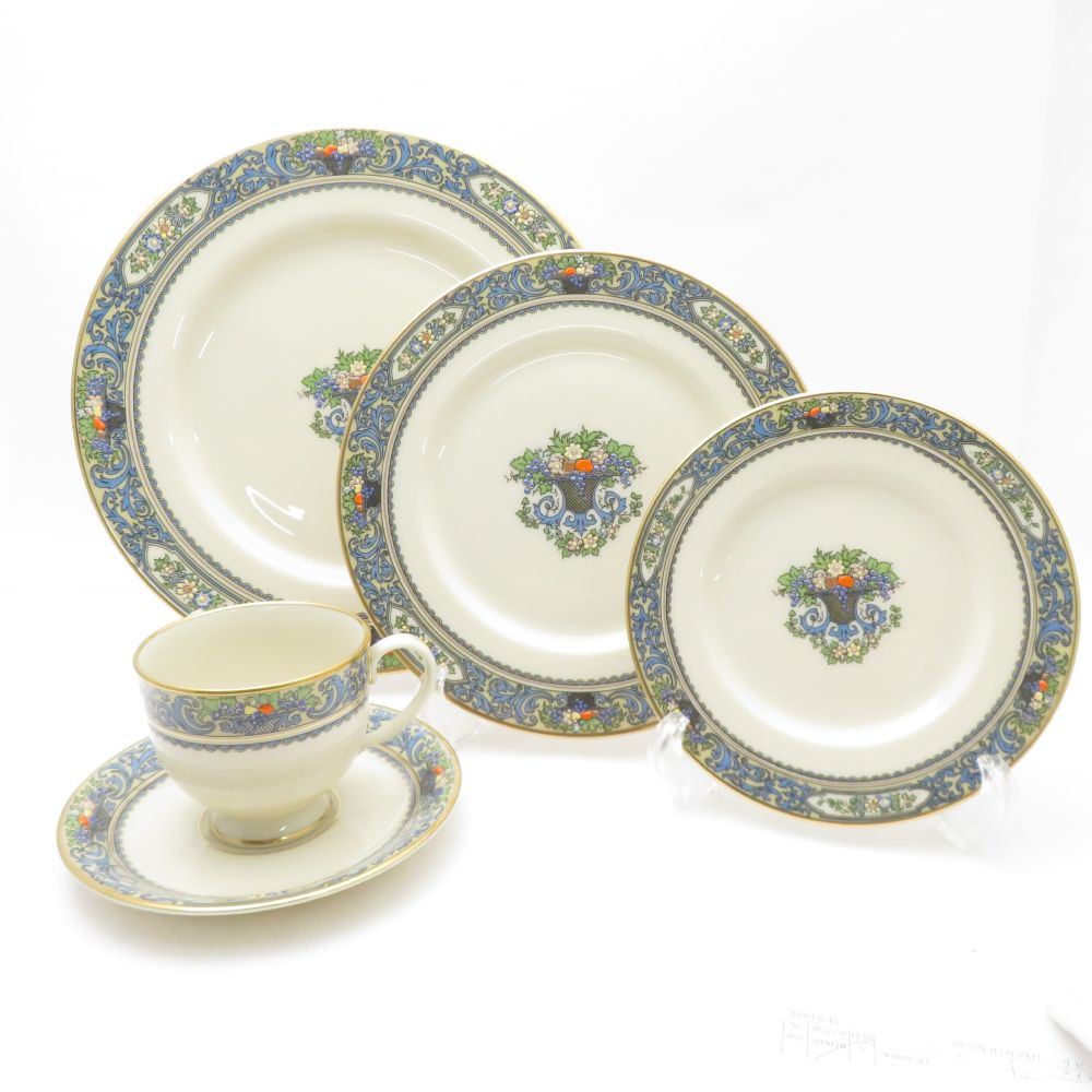 美品 LENOX レノックス オータム カップ＆ソーサー プレート 16㎝ 21㎝ 26㎝ 4点 プレートセット ST469G1 【中古】