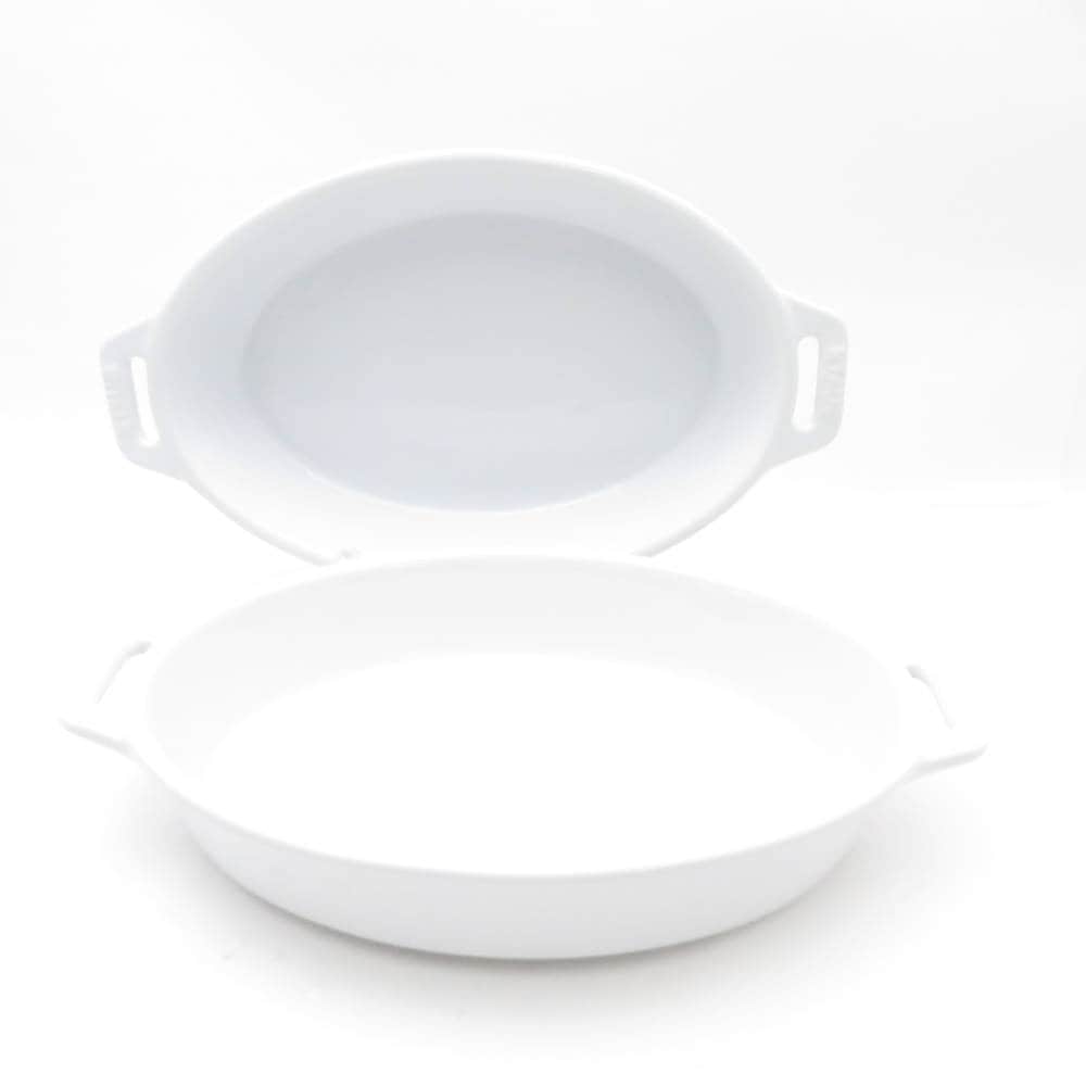 STAUB ストウブ オーバルディッシュ 2枚 セラミック ペア 23cmプレート グラタン皿 SU11857Q1 【中古】