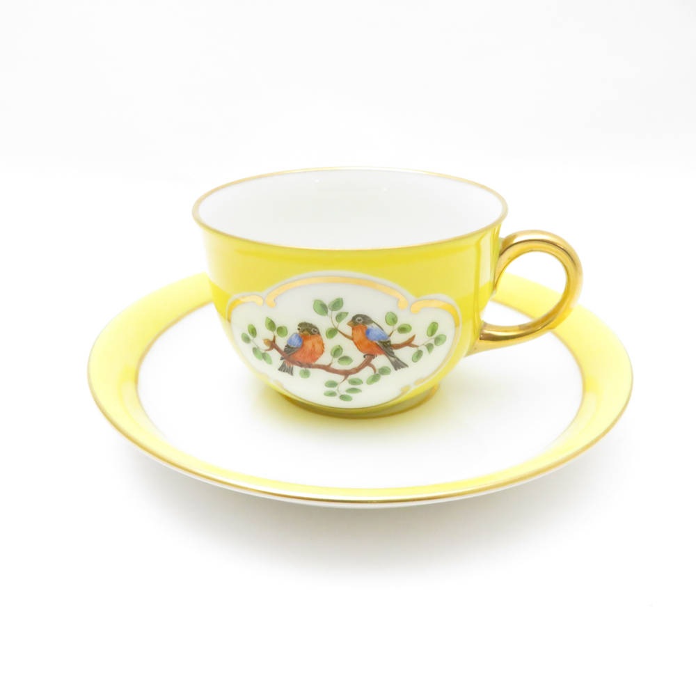 美品 AUGARTEN アウガルテン バード デミタスカップ＆ソーサー 1客 鳥絵 レア 希少 SY12417R1 【中古】