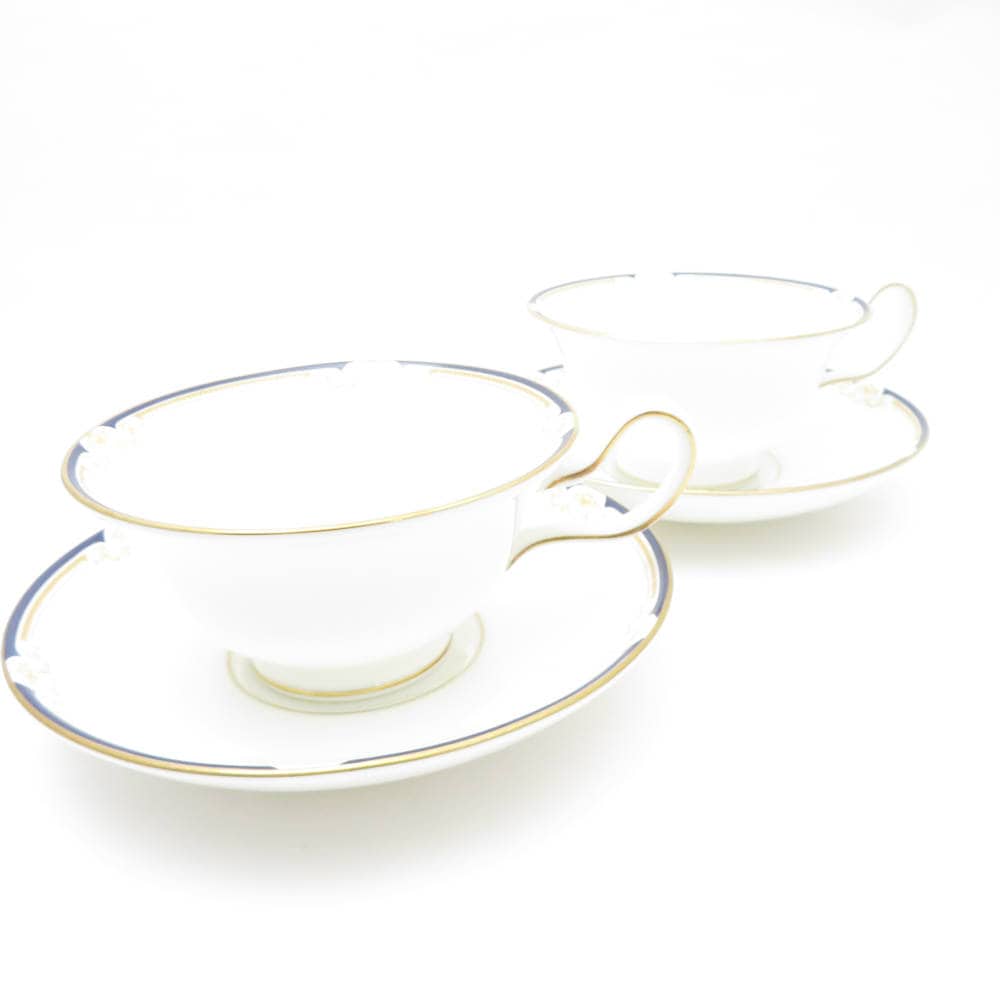 美品 WEDGWOOD ウェッジウッド キャベンディッシュ ティーカップ＆ソーサー 2客 ペア ピオニー SU11753V2 【中古】