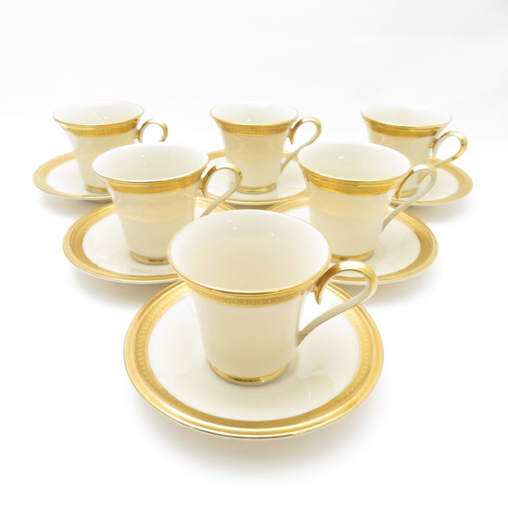 美品 LENOX レノックス ARISTOCRAT デミタスカップ＆ソーサー 6客 セット SY12430F2 【中古】