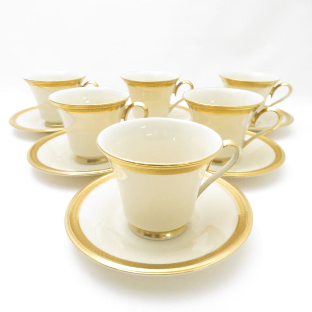 美品 LENOX レノックス ARISTOCRAT コーヒーカップ＆ソーサー 6客 セット SY12431F2 【中古】