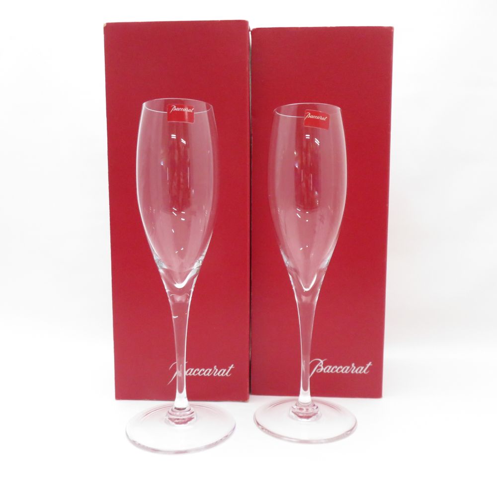 美品 Baccarat バカラ シャンパングラス 2客 クリスタル H22 ペア SY12449G2 【中古】