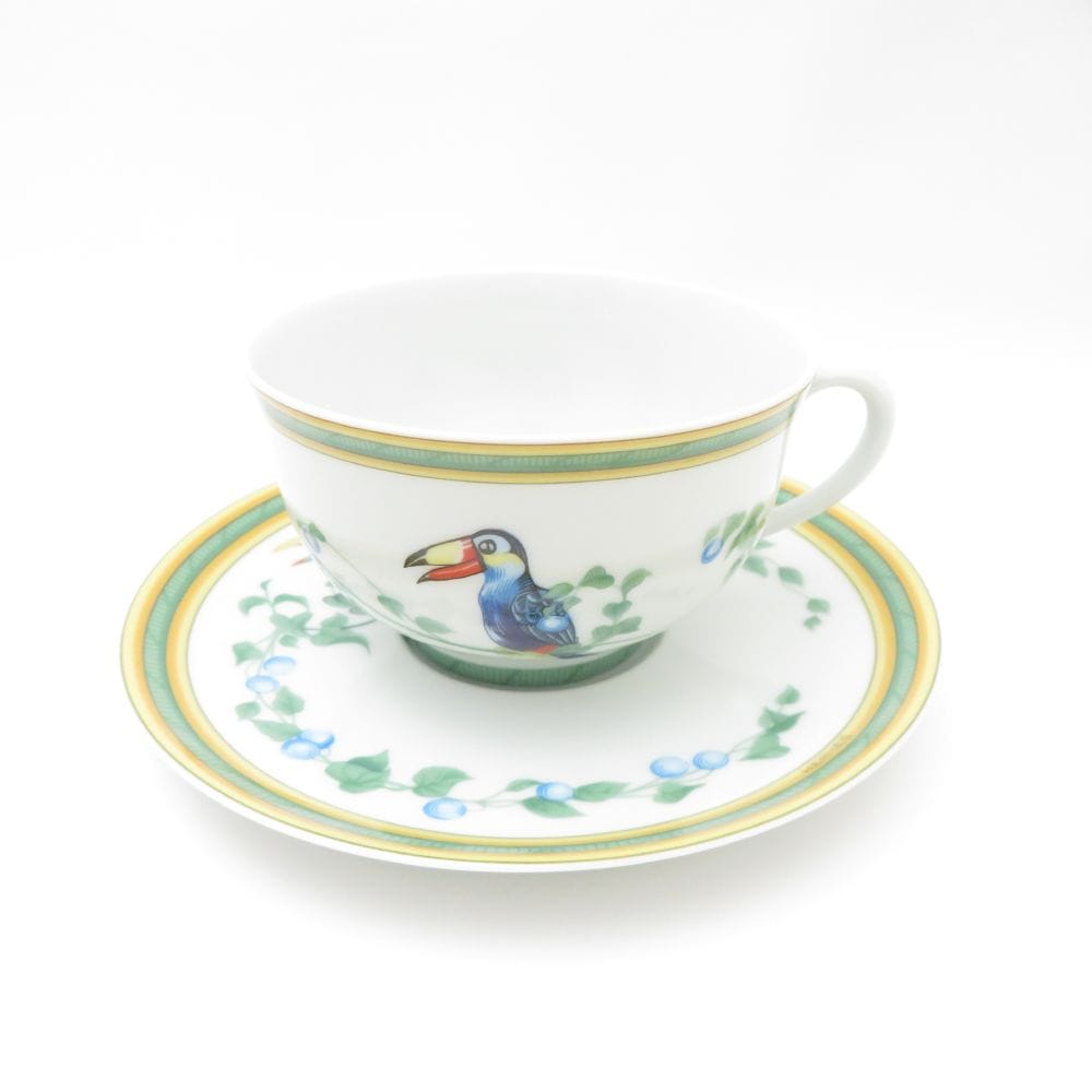 美品 HERMES エルメス Toucans トゥカン ティーカップ＆ソーサー SY12504C2 【中古】