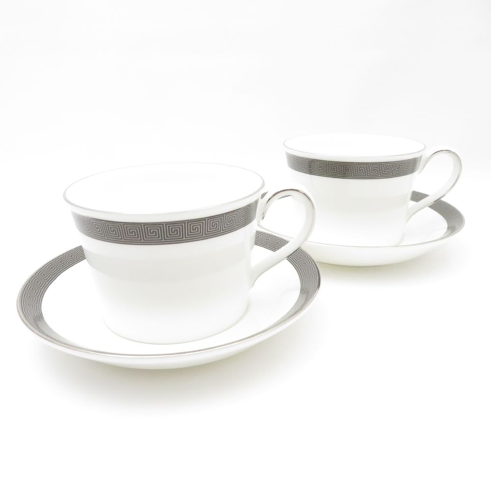 美品 WEDGWOOD ウェッジウッド METROPOLIS メトロポリス ティーカップ＆ソーサー 2客 デルフィ ペア SY12429D2 【中古】