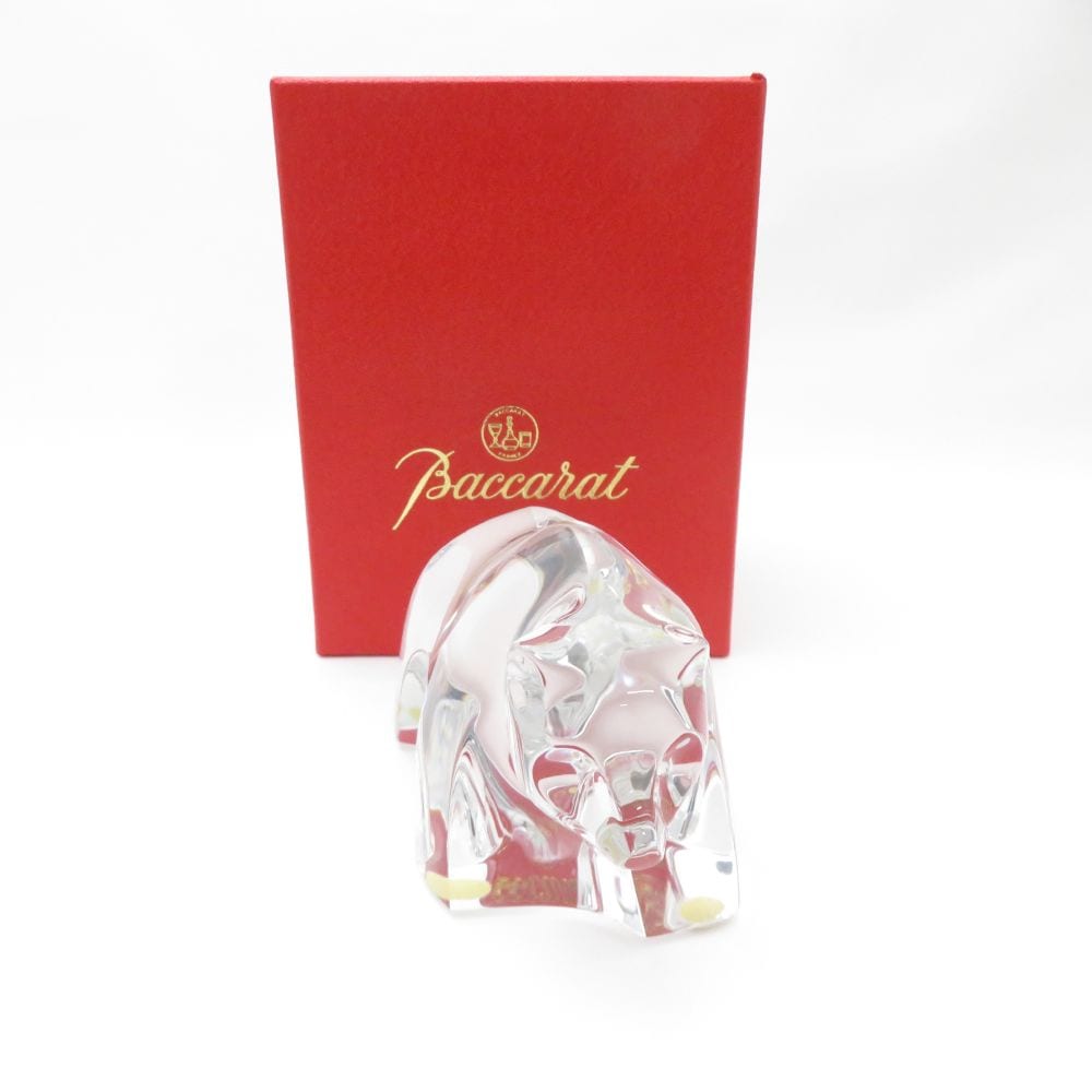 美品 Baccarat バカラ 熊 クマ くま ベアー フィギュリン 1点 ぺーパーウェイト 置物 オブジェ クリア SU11909U2 【中古】