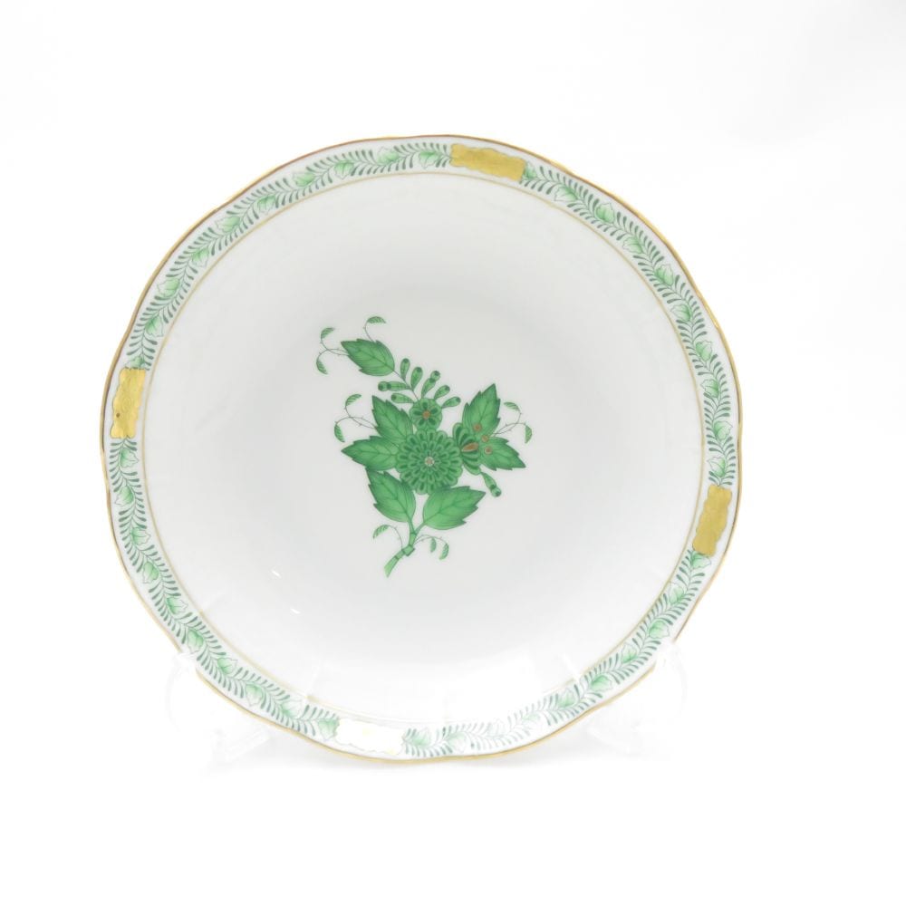 美品 Herend ヘレンド アポニーグリーン AV 704 フルーツボウル 1枚 13cmプレート ソーサー 受け皿 金彩 SU12184Q1 【中古】